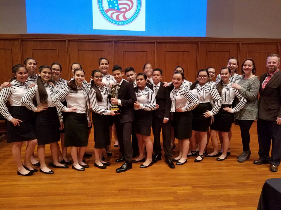 Florida We the People State Finals B. Graham Middle School was this years middle school winner in Florida, along with their dedicated teachers Jackeline Hernandez and John Brady.